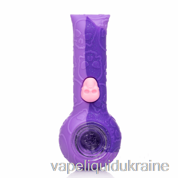 Vape Ukraine Stratus Silicone Skull Hand Pipe Shiny Orchid (Glitter Violet / Pink)